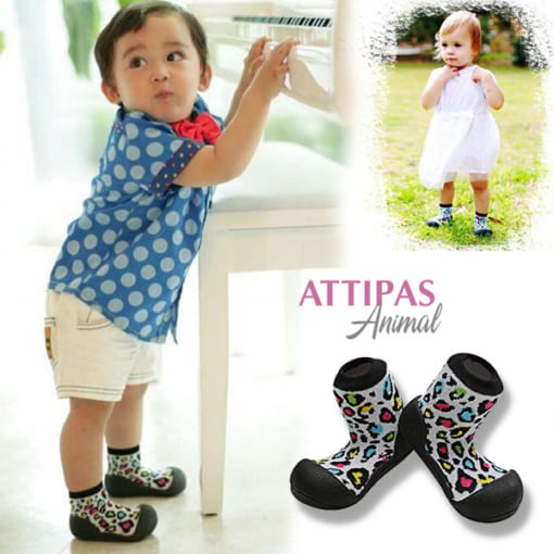 Attipas Animal - Báo Đen/ AT015 - Giày tập đi cho bé trai /bé gái từ 3 - 24 tháng nhập Hàn Quốc: đế mềm, êm chân &amp; chống trượt