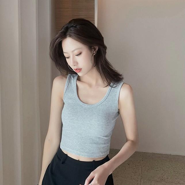 Áo thun ba lỗ nữ, áo thun croptop vải cotton co giãn thoáng mát