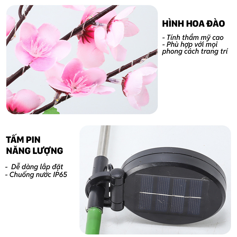 Đèn Trang Trí Năng Lượng Mặt Trời Hoa Đào, Trang Trí Nhà Cửa, Sân Vườn, Công Viên - DA3063