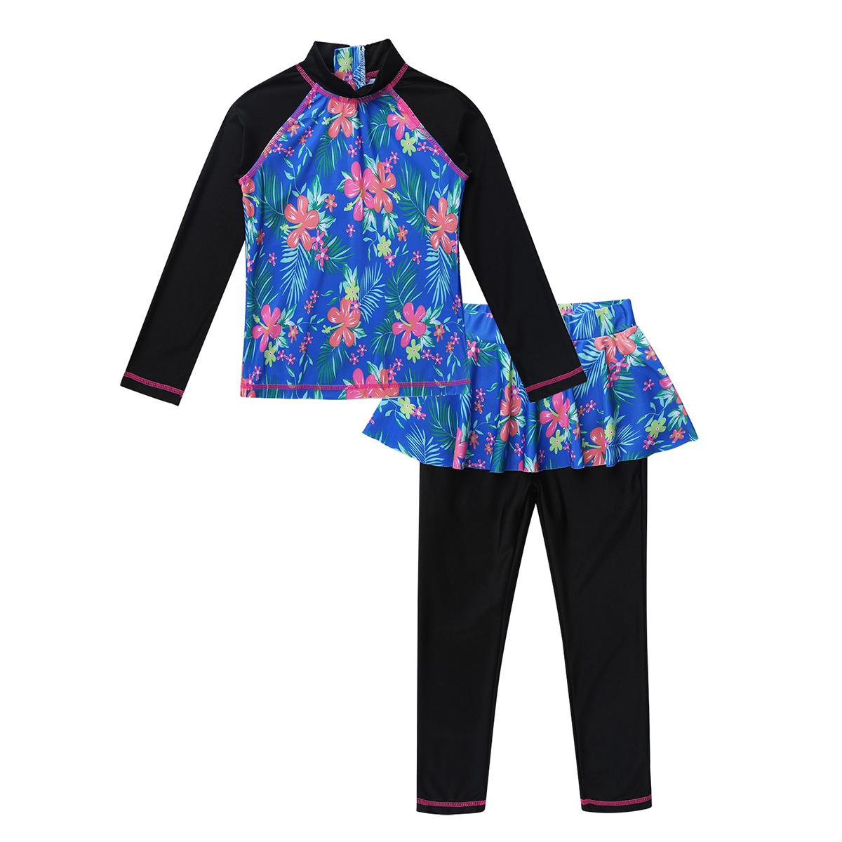 Trẻ Em Bé Gái Đồ Bơi In Hoa Phát Ban Bảo Vệ Đồ Bơi Hàng Đầu Với Pantskirt Đồ Bơi Bộ Đồ Bơi Giữ Nhiệt Bơi Tắm Phù Hợp Với Quần Áo