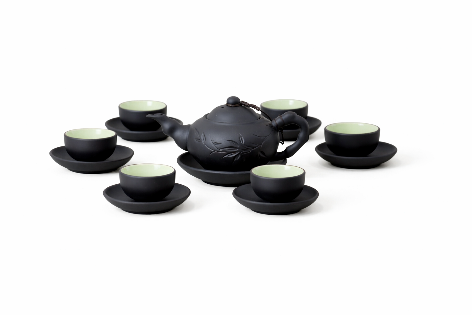 Bộ Ấm Trà Tử Sa Khắc Lá Trúc Cao Cấp – 1 Ấm 6 Chén 6 Đĩa, Phong Cách Trà Đạo, Quà Tặng Sang Trọng - HÀNG CHÍNH HÃNG MINIIN