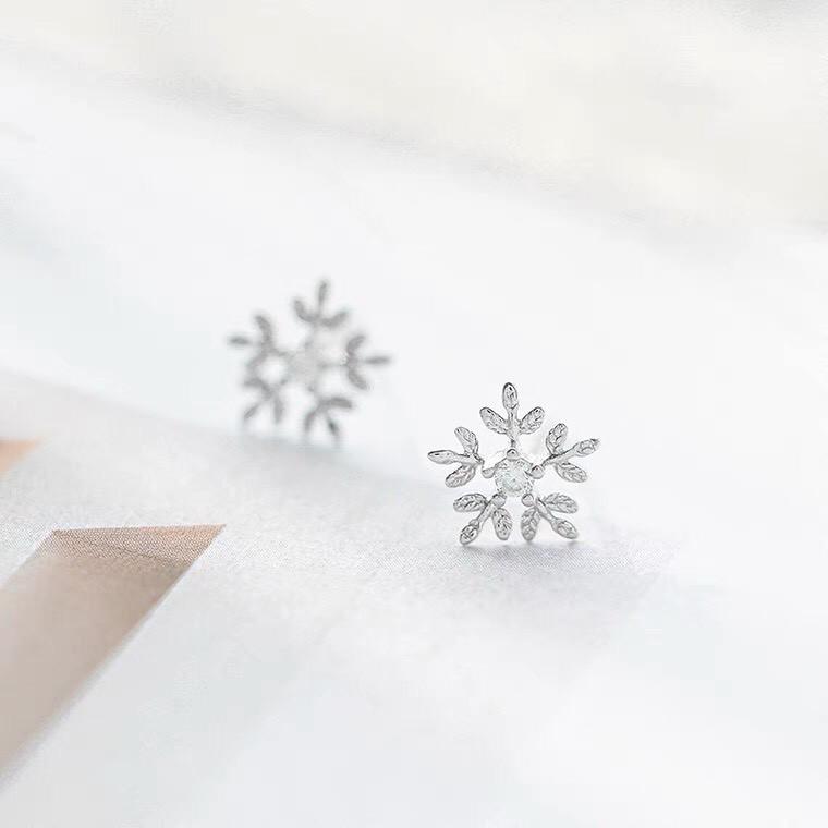 Bông Tai Bạc Nữ Mon Lilas Hình Bông Tuyết Cá Tính Snowflakes - K204003