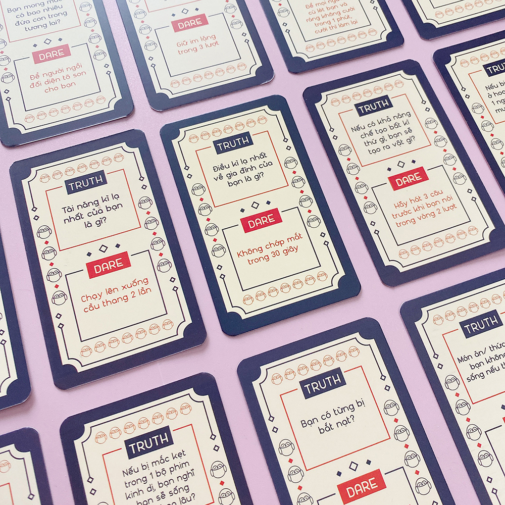 Bộ bài Truth Dare Thách Hay Thật 18- Drinking Game Học Đường Dành Cho Học Sinh 50 Lá Chơi Cực Vui Trên Lớp Học