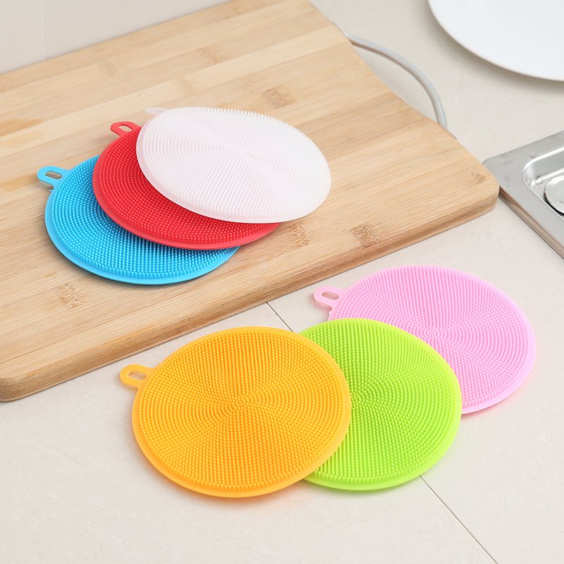 Combo 2 miếng silicon cọ rửa, lót tay chống nóng có móc treo tiện dụng nhiều màu