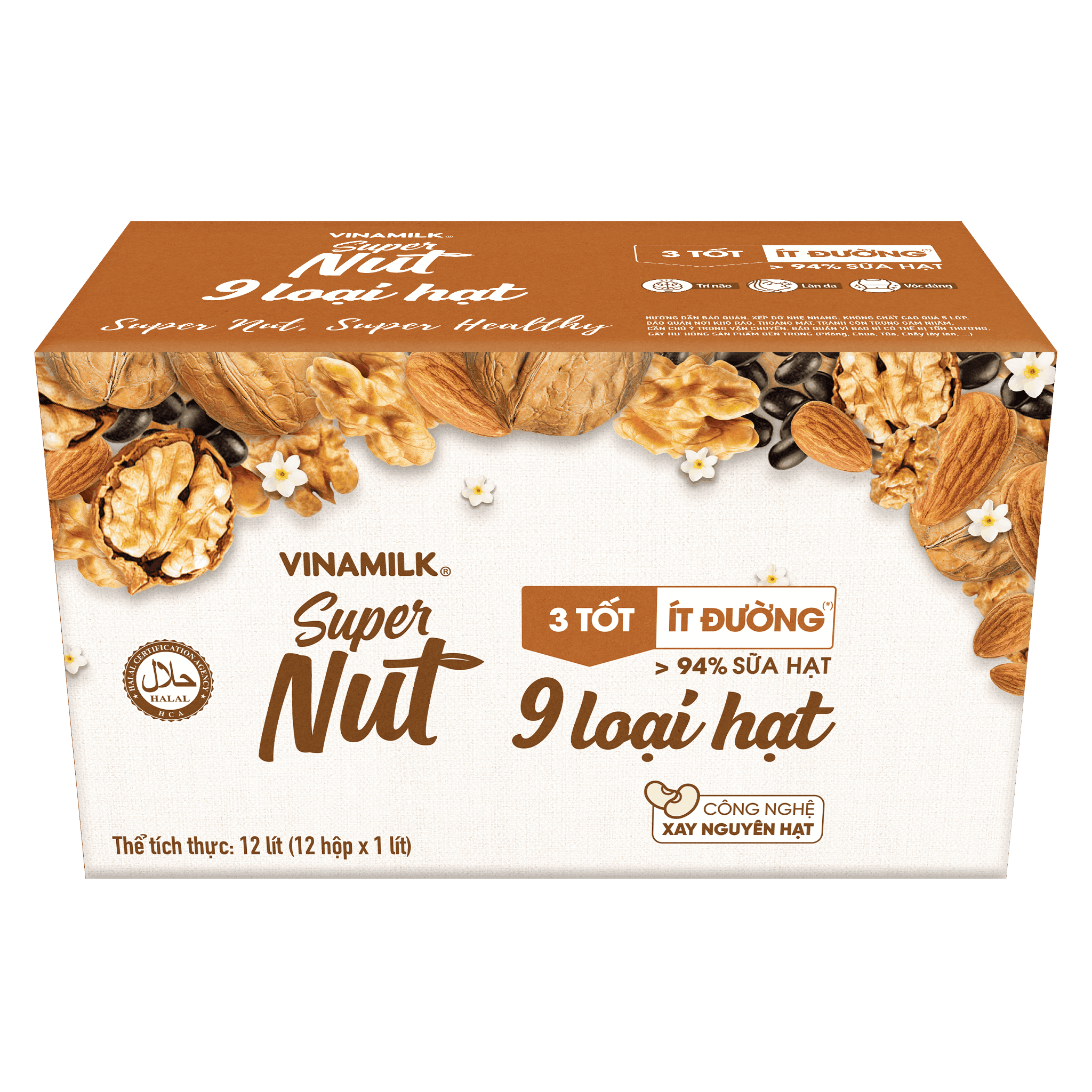 SỮA SUPER NUT 9 LOẠI HẠT VINAMILK 3 TỐT ÍT ĐƯỜNG  HỘP 1 LÍT,&gt;94% SỮA HẠT