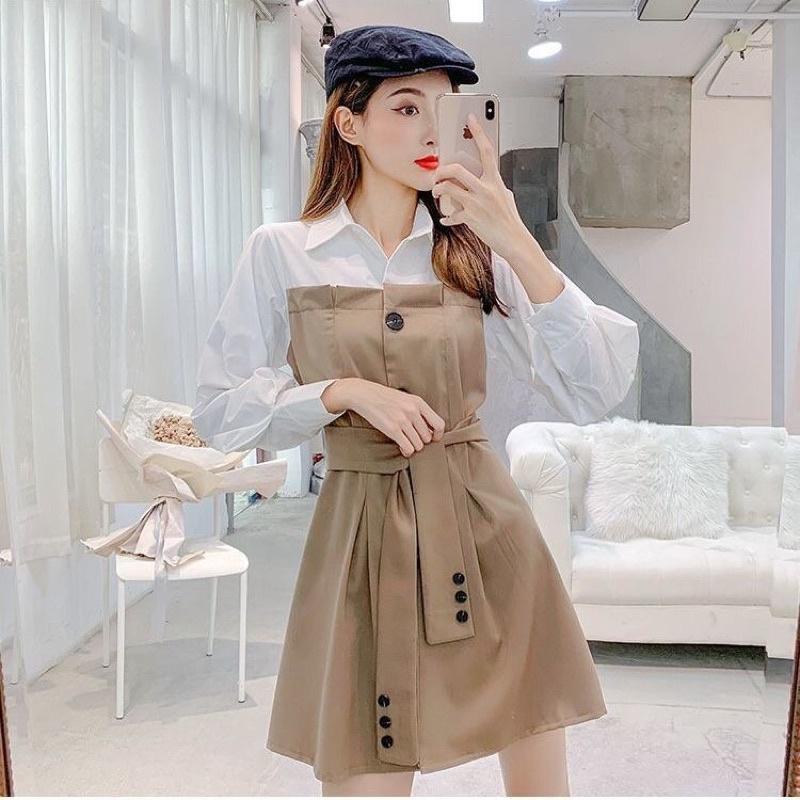 Váy kiểu sơmi thiết kế phong cách hàn quốc chất đẹp giá rẻ mã ZELE366
