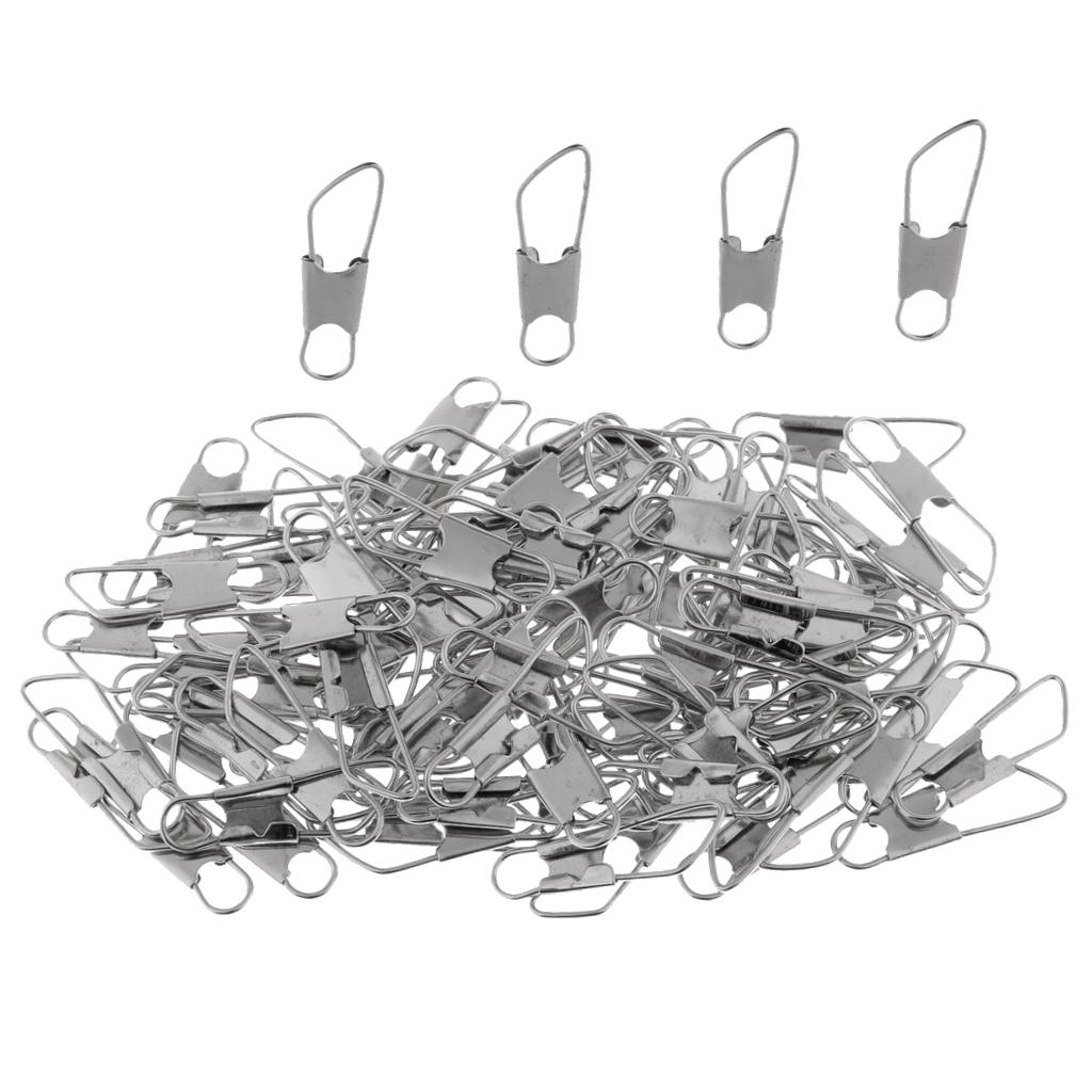 100Pcs Fishing Interlock Snap Safety Snap Fishing Swivels Snap 1.4x0.5cm