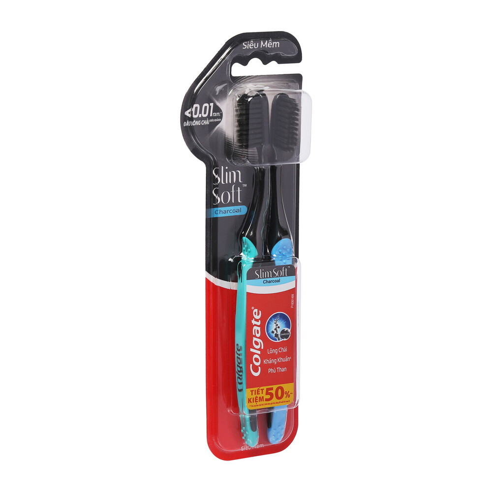 Lô 2 Bàn Chải Đánh Răng Colgate Slimsoft Charcoal