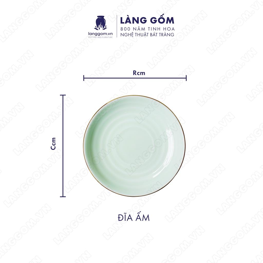 Bộ ấm chén phú quý men xanh miệng tròn - Gốm sứ Bát Tràng - LÀNG GỐM