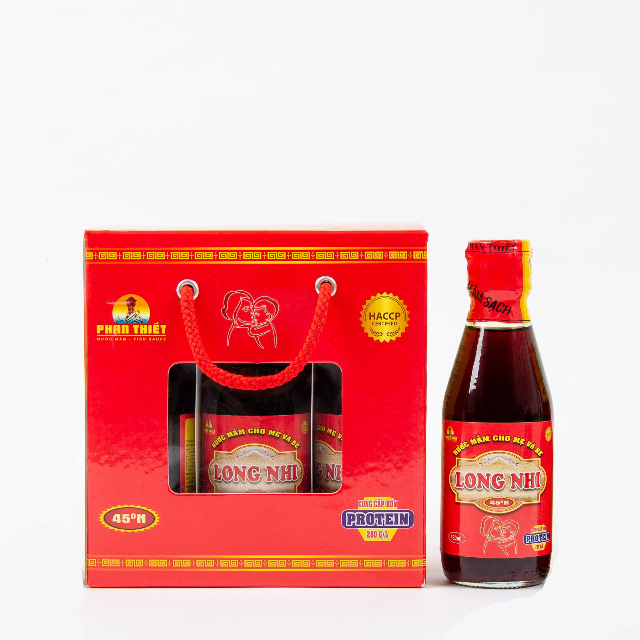 Combo 3 chai Nước mắm sạch cá cơm nguyên chất Long Nhi 45 độ đạm 180ml/chai