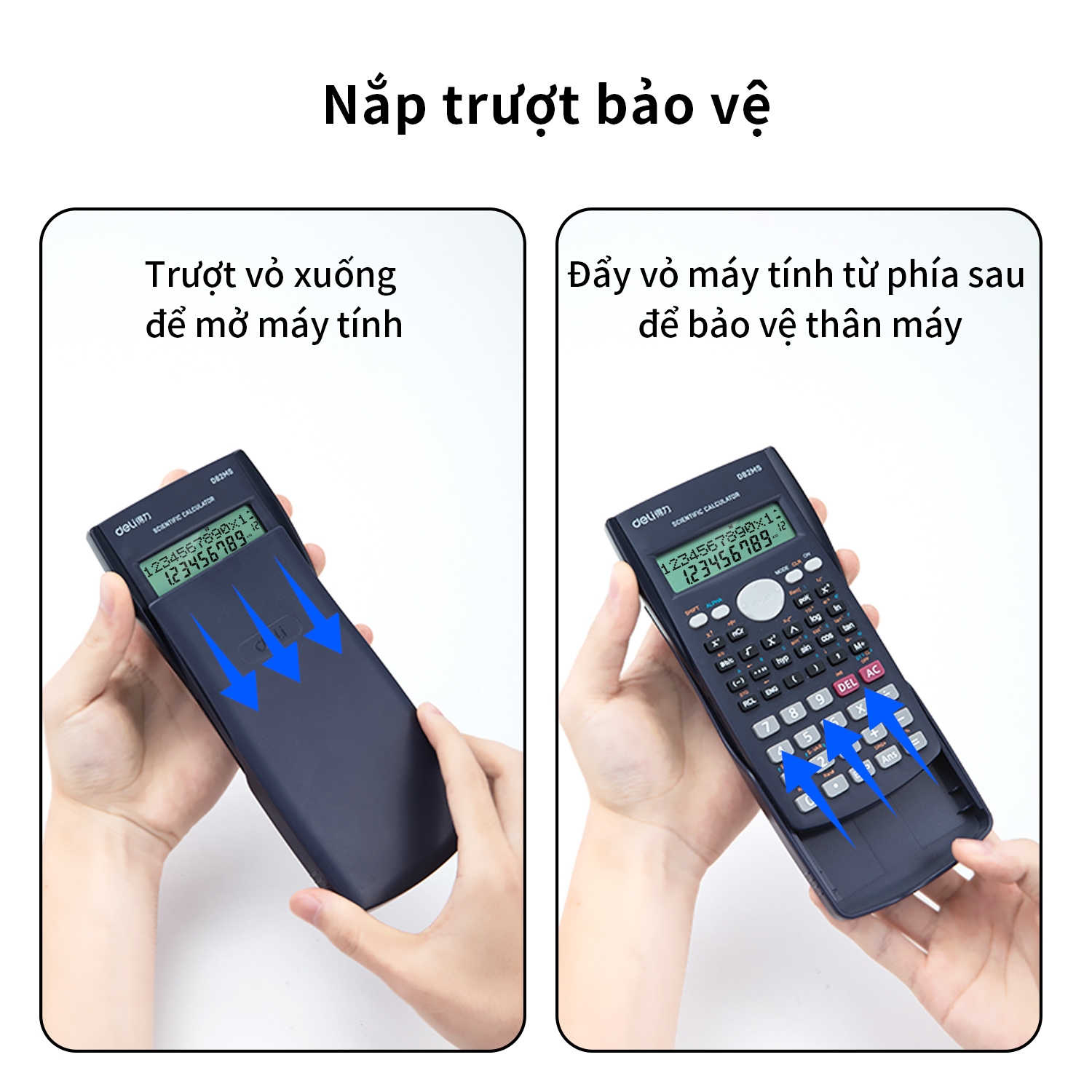 Máy Tính Kỹ Thuật Deli - Đen/Xanh Dương/Hồng/Trắng - D82MS