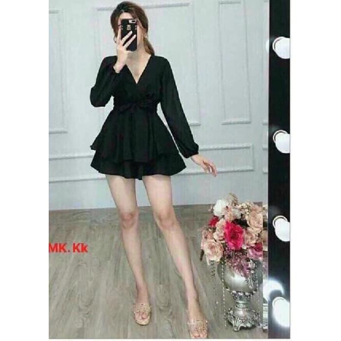 Đầm Bèo Cột Nơ Eo Tay Dài Cổ V - Hậu Nguyễn Store