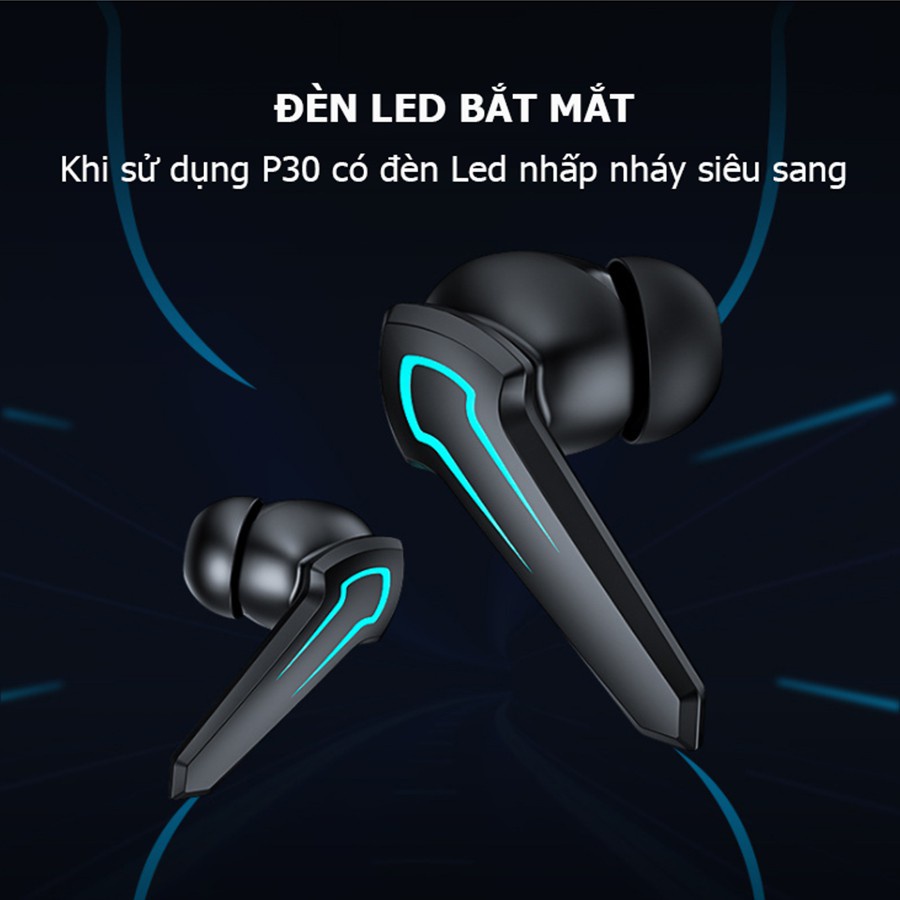 Tai Nghe Gaming Không Dây Bluetooth 5.2 - P30, hỗ trợ đàm thoại độ trễ cực thấp khi chơi game, Bass mạnh mẽ