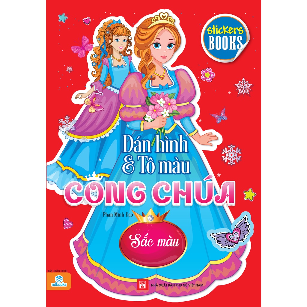 Sách ND - Combo 4 quyển - Dán hình và tô màu Công Chúa