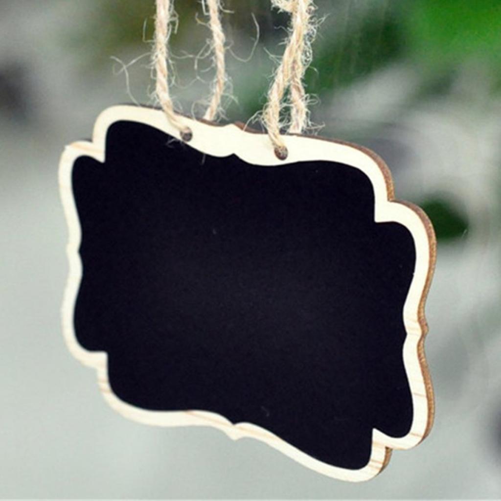 4 x Mini Wooden Hanging Blackboard Chalk Boards Garden Sticker#1