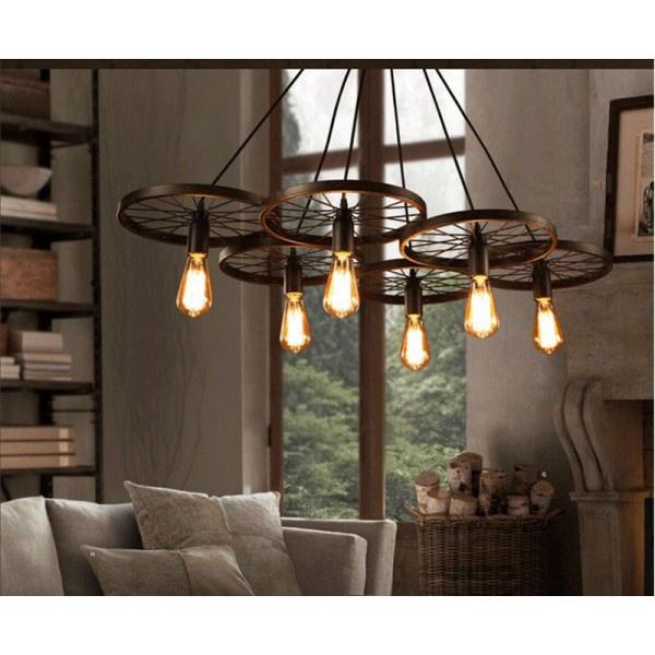 Đèn thả bánh xe 6 bánh cổ điển - đã bao gồm bóng