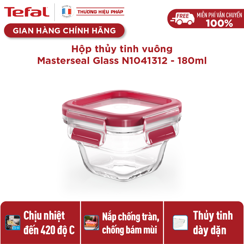 Hộp bảo quản thực phẩm thủy tinh Tefal Masterseal Glass 180ml - Hàng chính hãng