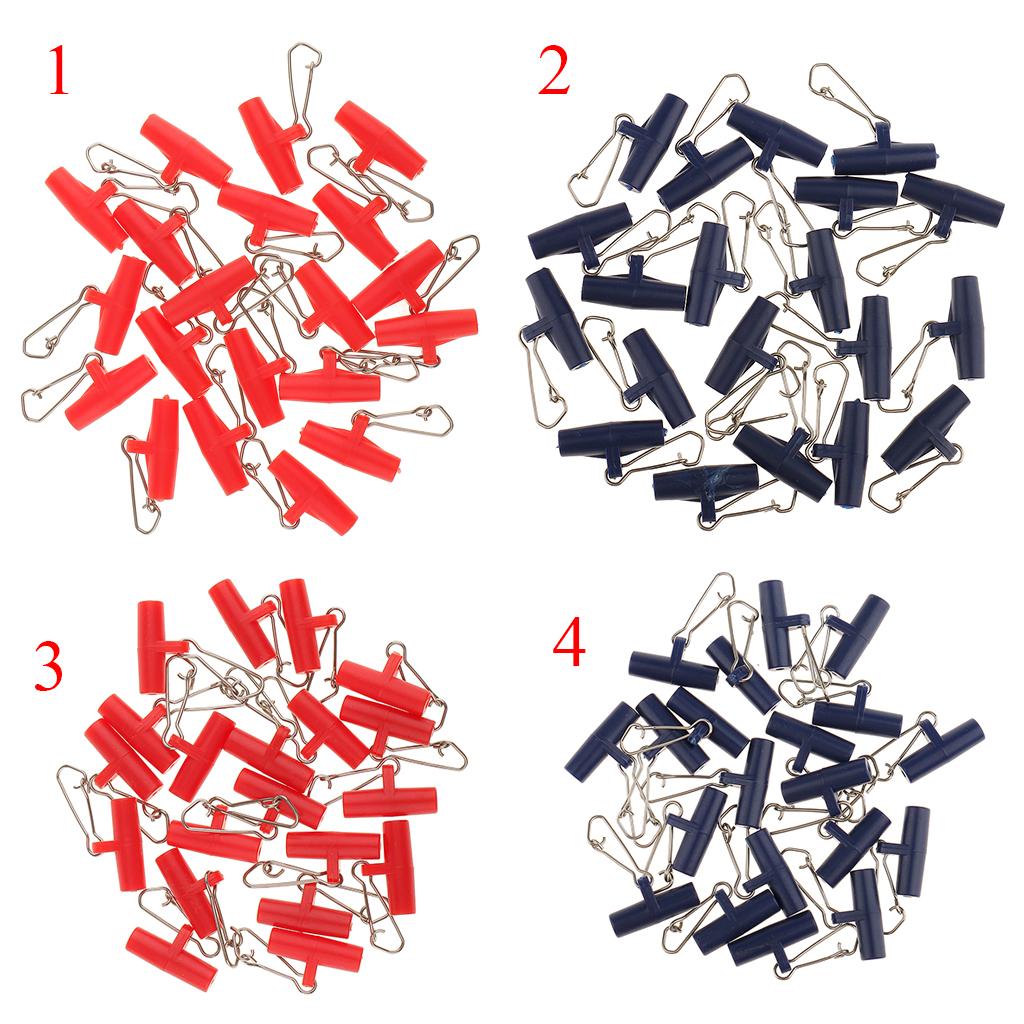 20Pcs Fishing Sinker Slides with Hooked Snap Connector for Braid Line L Red