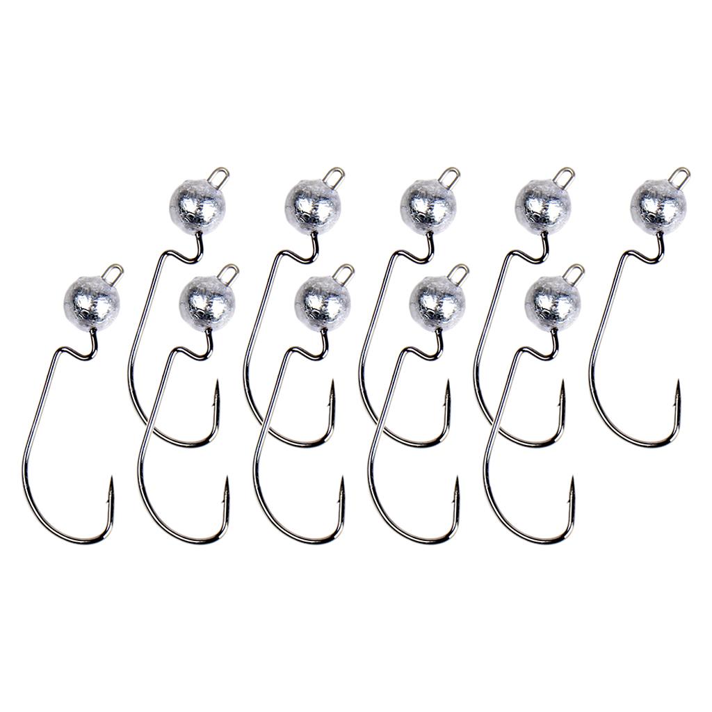 10pcs Weighted Fishing Hooks Crank Hook with Lead for Swimbaits 3.5g