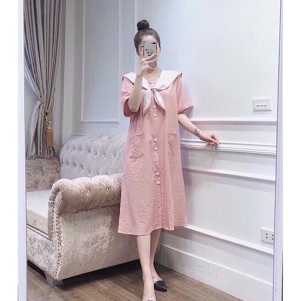 Váy bầumặc đi làm đi chơi đều đượcchất lụa Hàn mịn mềm mát, thấm hút mồ hôiFree size 43~68kg