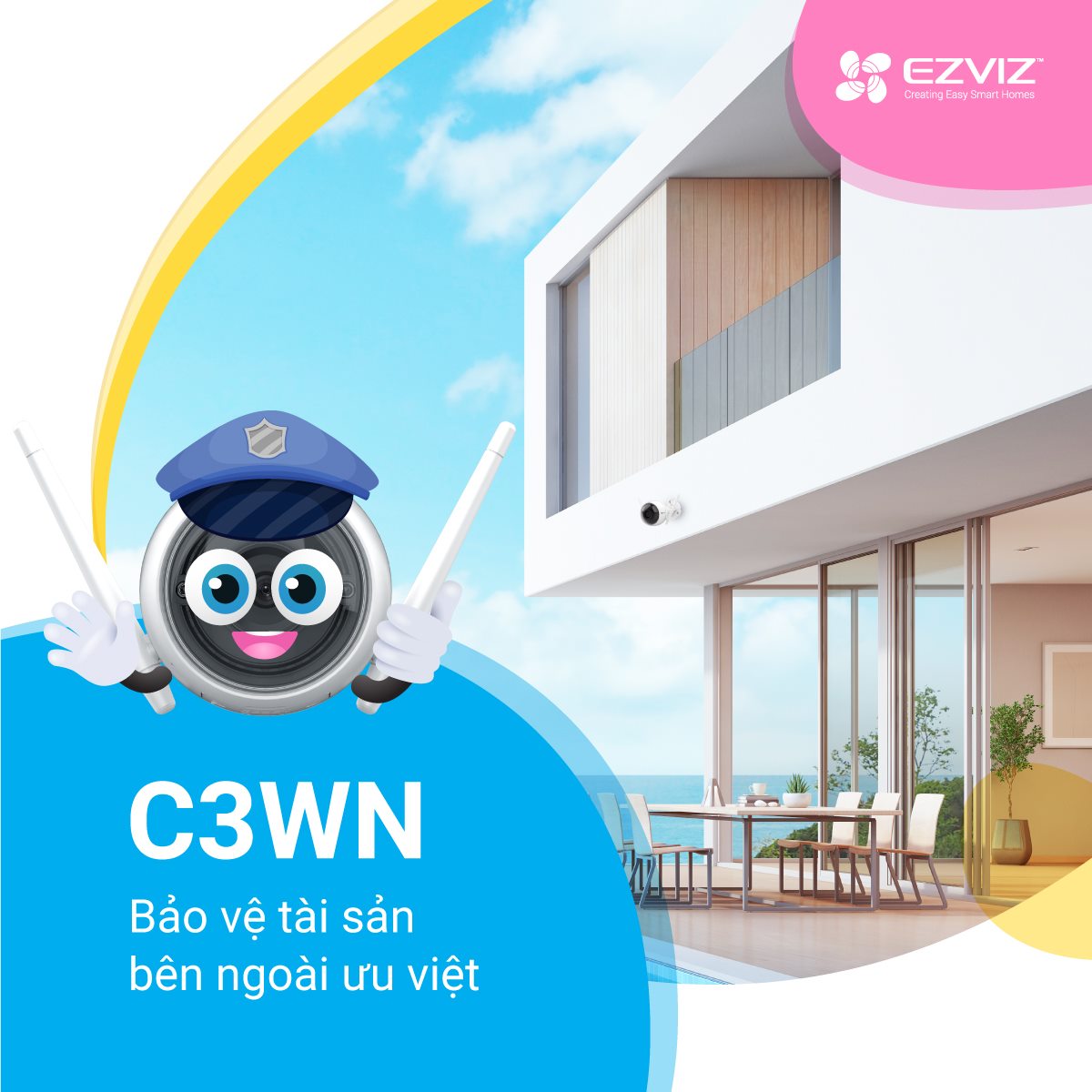 Combo Camera Wi-fi EZVIZ C3WN CS-CV310 1080P Ngoài Trời Kèm Thẻ Nhớ Kioxia 32GB/64GB - Hàng Chính Hãng