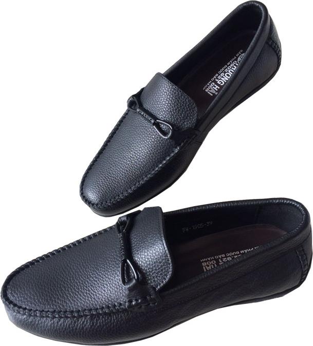 Giày mọi nam da bò cao cấp đen THM015