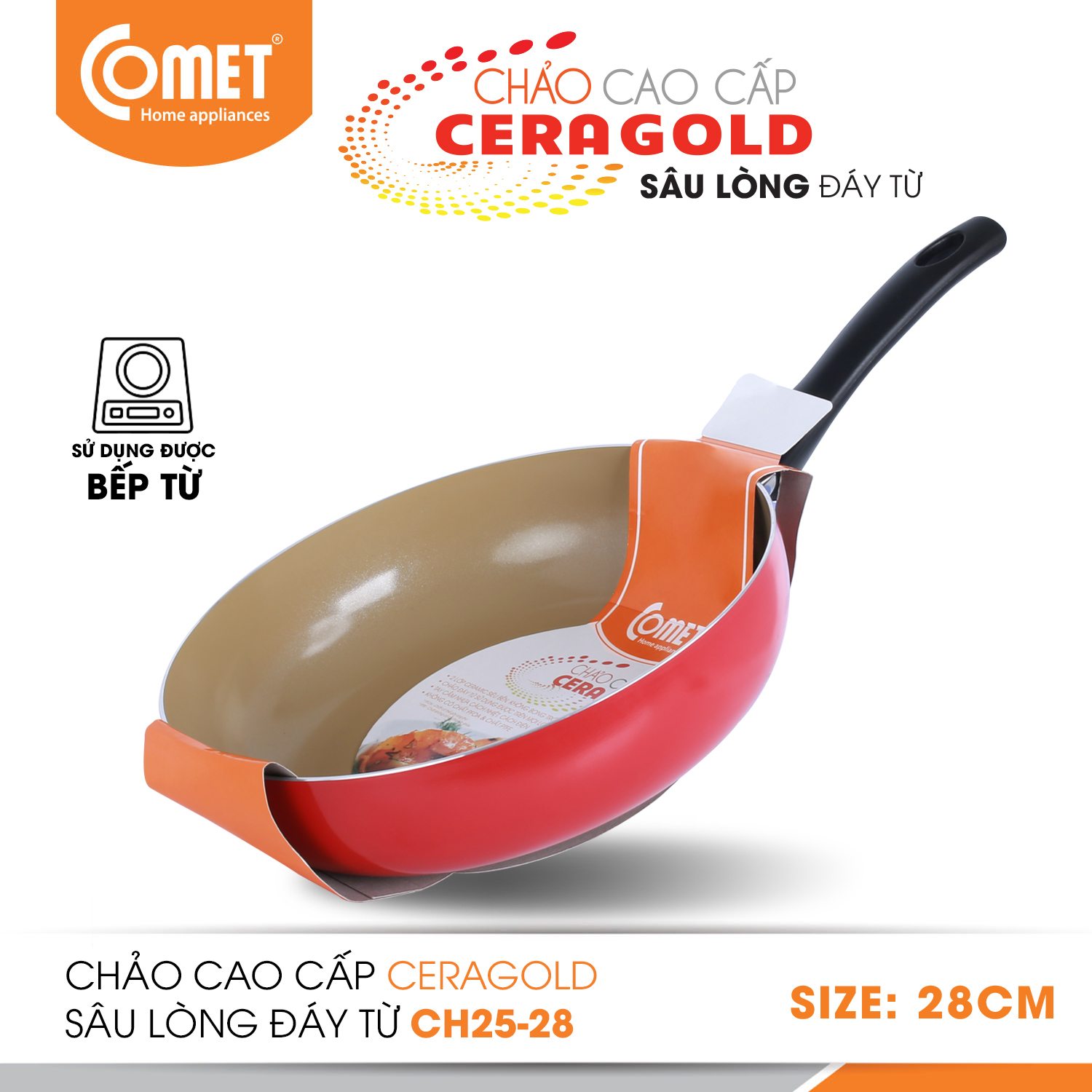 Chảo chống dính cao cấp lòng sâu đáy từ Comet CH25-28 (Giao màu ngẫu nhiên)