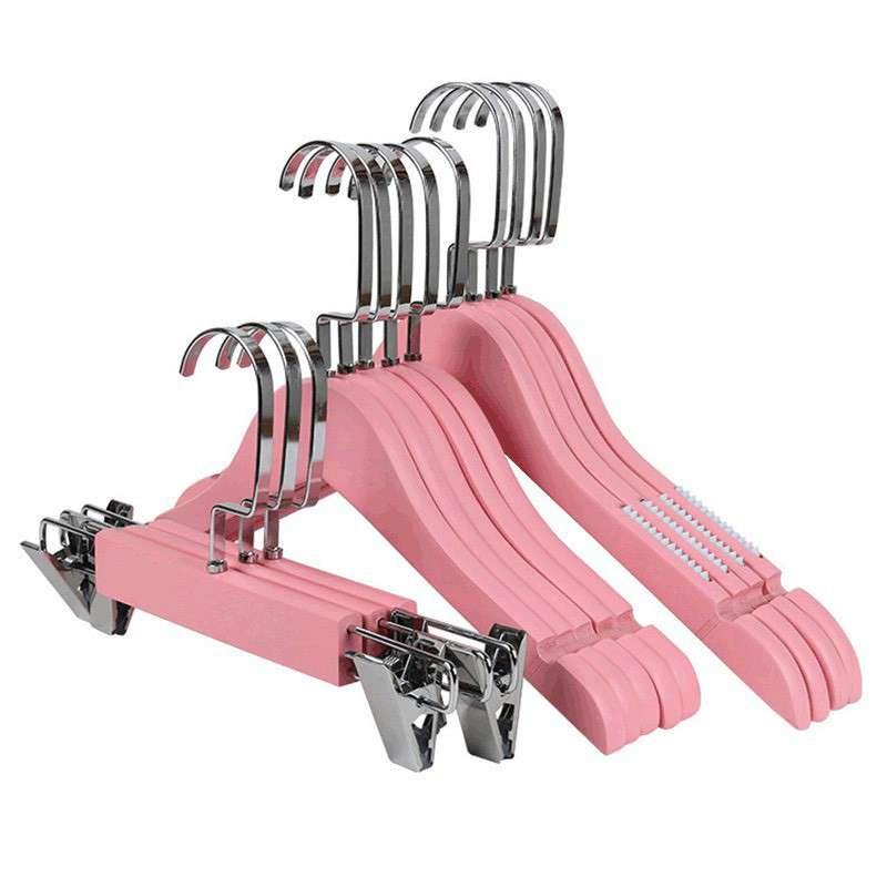 Móc, kẹp treo quần áo bằng gỗ hồng kẹp inox sáng bóng, đầu móc xoay 360, dùng cho cửa hàng shop thời trang
