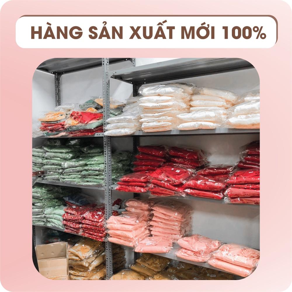 Áo dài lụa tây thi màu xanh đính hạt trai by Quỳnh Hương