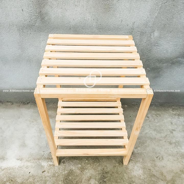 Kệ gỗ tab đầu giường đa năng, giá sách 2 tầng tự lắp ráp Kệ đầu giường gỗ thông tự nhiên
