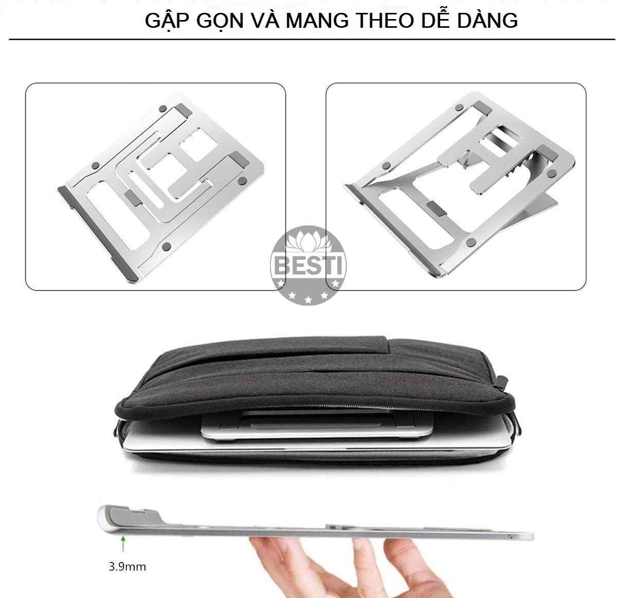 Giá Đỡ Laptop Dành Cho Các Loại Máy Tính, IPad, Macbook Hợp Kim Nhôm Cao Cấp. Hỗ Trợ Tản Nhiệt Chống Mỏi Cổ, Vai, Gáy - Hàng Chính Hãng