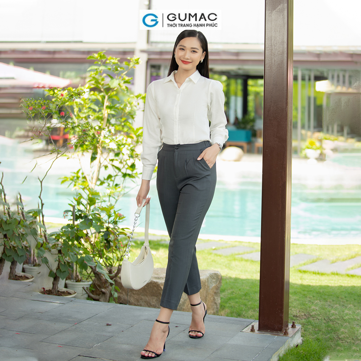 Quần tây nữ ống đứng xếp ly tôn dáng thanh lịch thời trang GUMAC QD07036