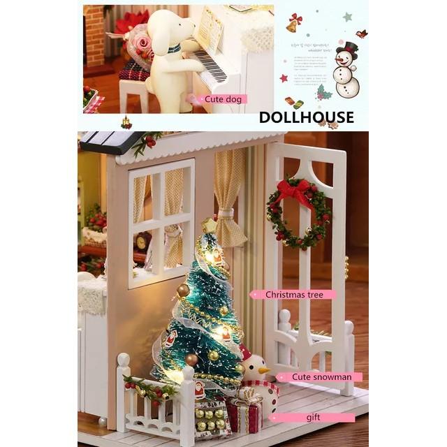 Nhà búp bê DIY Doll House_ HOLIDAY TIME_CÓ MICA+ KEO + DỤNG CỤ