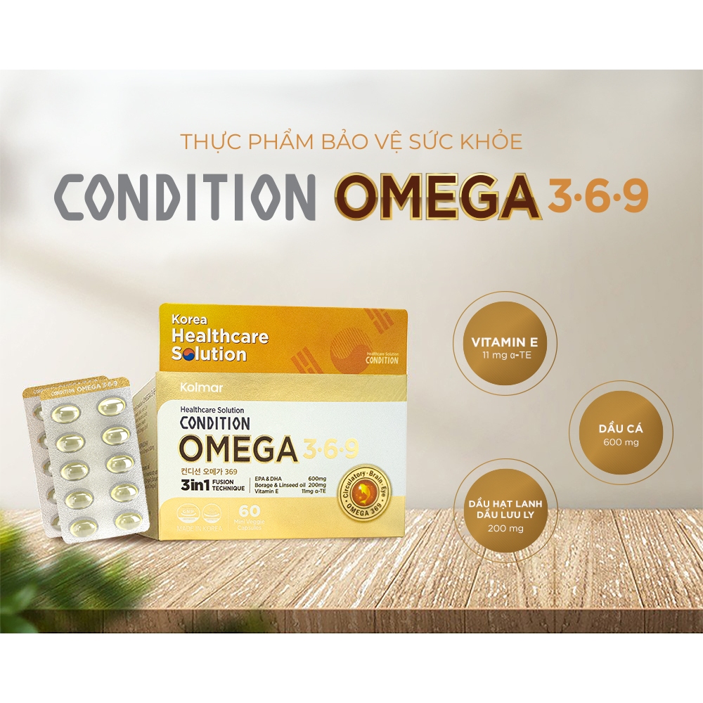 [Kolmar] Thực Phẩm Bảo Vệ Sức Khỏe CONDITION OMEGA 3 6 9 Giúp Chống Oxy Hóa Hộp 60 Viên