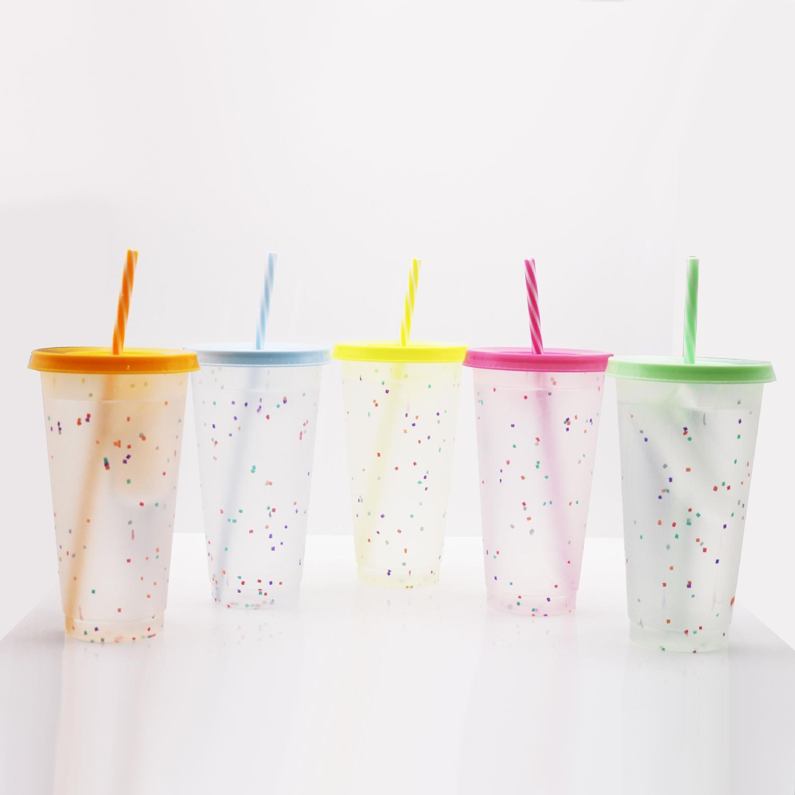 Color Changing Coffee Cup with Lids Portable Cold Drink Tumbler Drinking Mug