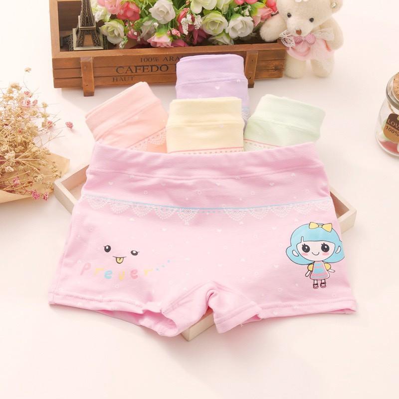 (QR027) Sét 4 Chiếc Quần Chíp Bé Gái Cotton Phối Ren -Hàng Quảng Châu Cao Cấp