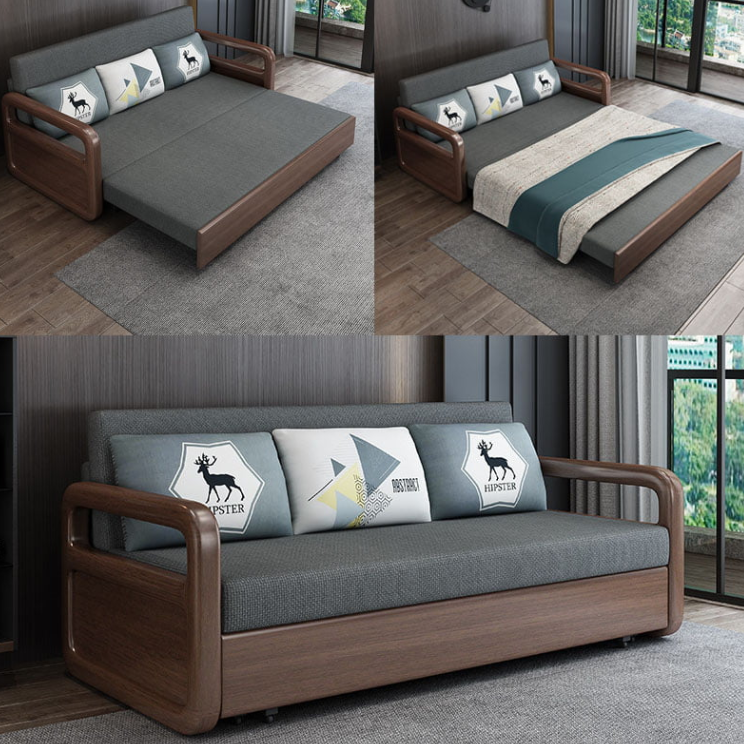 Sofa giường đa năng hộc kéo tay gỗ HGK-23 ngăn chứa đồ tiện dụng Juno Sofa KT 1m8