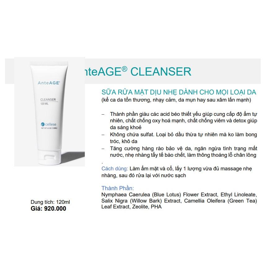 Sữa rửa mặt dịu nhẹ cho mọi loại da AnteAge Cleanser 120ml - Hee's Beauty