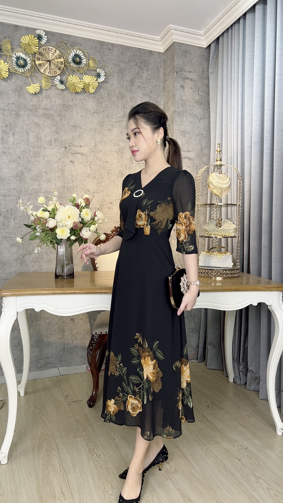 Đầm Trung Niên [ Linh Trà ] (TM 1143) Trẻ Trung Thiết Kế Trang Nhã Thanh Lịch Bigsize Đi Làm Đi Tiệc Cho Bà Cho Mẹ U50
