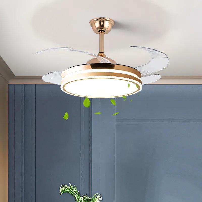 Quạt điện Đèn quạt vô hình Phòng khách Phòng ngủ hiện đại Quạt đơn giản Đèn quạt treo cái quạt