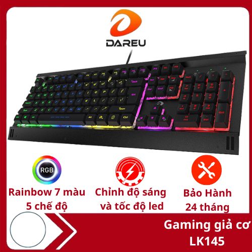 Bàn phím Gaming giả cơ có dây DareU LK145 Led Rainbow 7 màu nhiều hiệu ứng- Hàng chính hãng