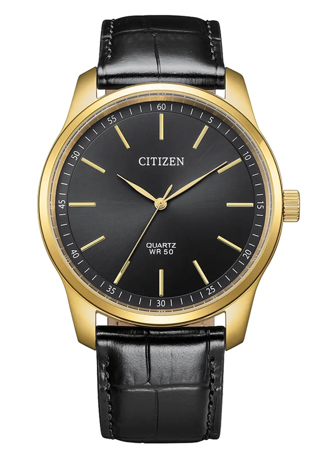 Đồng Hồ Nam Citizen Pin-Quartz Dây Da BH5002-02E - Mặt Đen (42mm)
