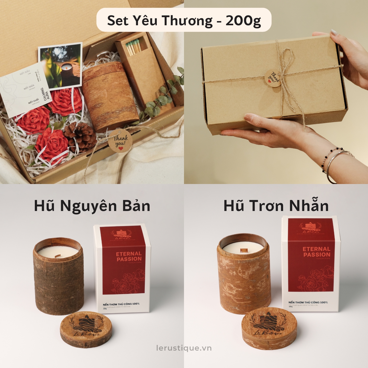 Nến Thơm Thủ Công Le Rustique - Set Quà Tặng Nến Thơm 200g (9 Mùi Hương) - Hũ Nến Vỏ Quế Tự Nhiên - Có Kiểm Định Chất Lượng - Nến Thơm Ngủ Ngon - Nến Thơm Thư Giãn - Nến Thơm Trị Liệu