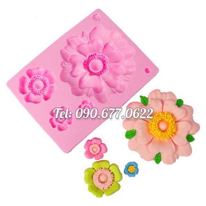 Khuôn silicone làm rau câu 4 hoa lớn nhỏ các loại - Mã số 1511
