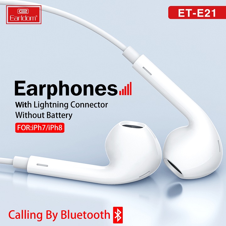 Tai Nghe Bluetooth Chân Lightning Earldom ET-E21 Cho iPhone 7/7P/8/8P/X/XS/XS Max/11/Pro Max - Hàng Chính Hãng