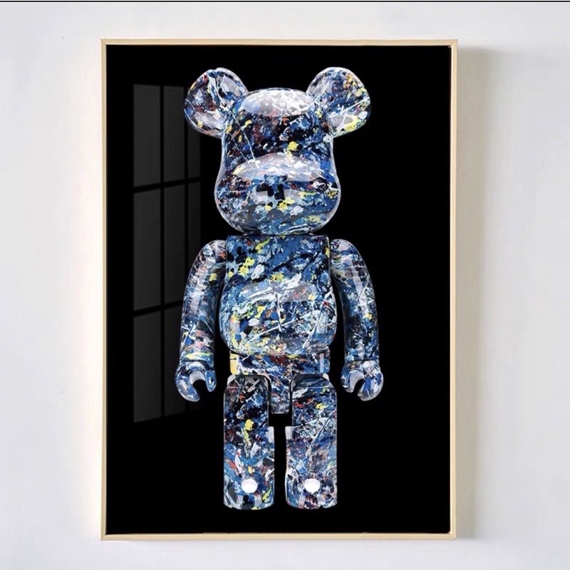 Tranh Tráng Gương Chú Gấu bearbrick tặng kèm đinh treo