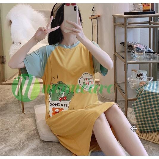 Váy ngủ bầu và sau sinh cho con bú ti BÈO- Đồ đầm mặc nhà Cotton cho mẹ thời trang mùa hè Đẹp Giá Rẻ Bigsize