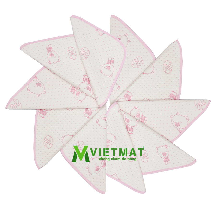 Combo 10 Tấm lót chống thấm 4 lớp VIETMAT size 30x30cm màu hồng