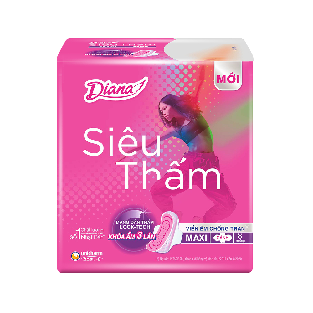 Bộ 6 Băng vệ sinh Diana siêu thấm có cánh 08 miếng