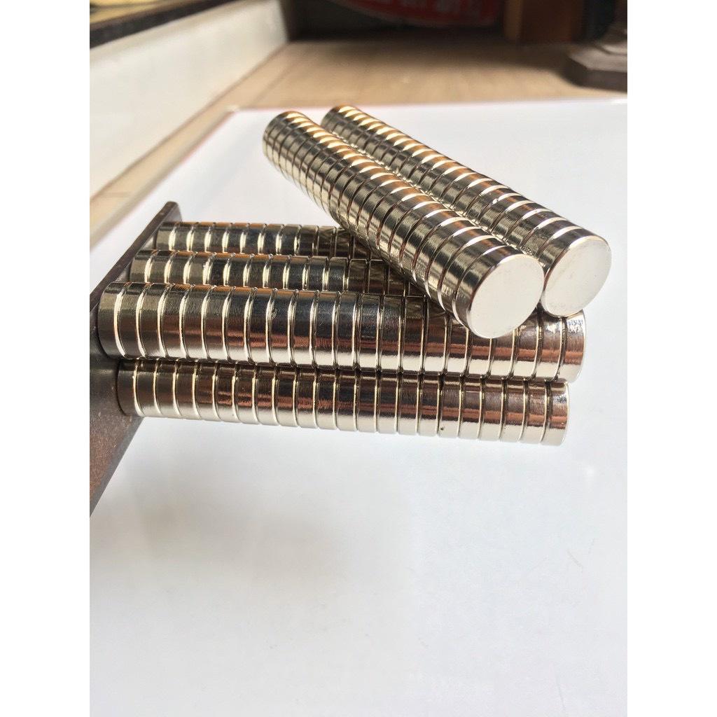 Nam châm 18x4mm viên hình tròn màu trắng bạc siêu mạnh